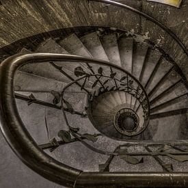 Stairwell in abandoned hotel by Kristel van de Laar