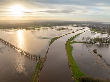 Vecht river met hoog water bij Dalfsen van Sjoerd van der Wal Fotografie