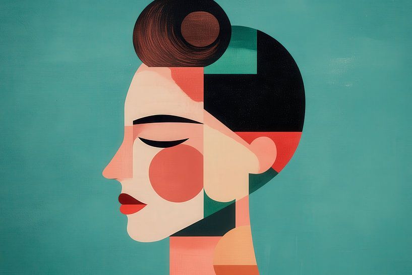 Modern portrait art - colourful and minimalist by Poster Art Shop