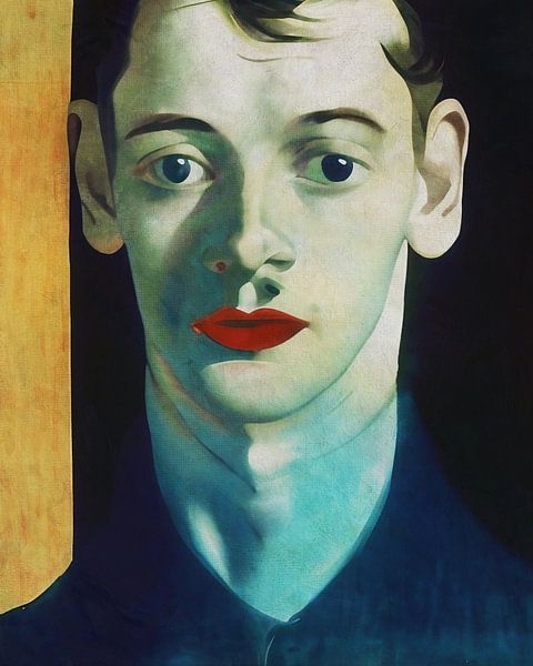 Portrait of a young man with red lips by Jan Keteleer (JanKé): A Journey Beyond the Canvas