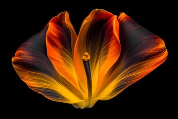 Close-up van een tulp in bloei van De Muurdecoratie