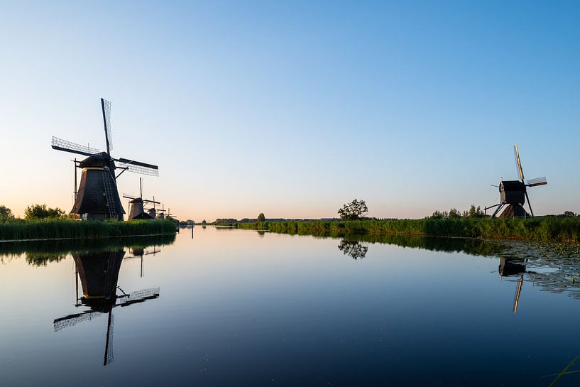 Windmills with reflections in the water by Erwin Pilon
