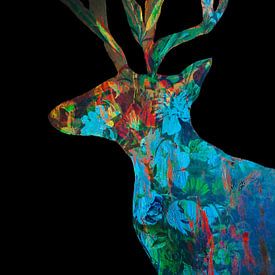 The deer with flowers by Gabi Hampe