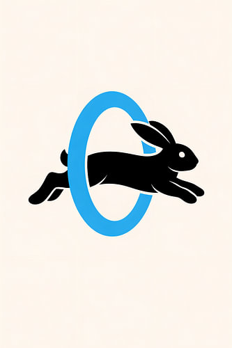 Springend konijn in een blauwe ring