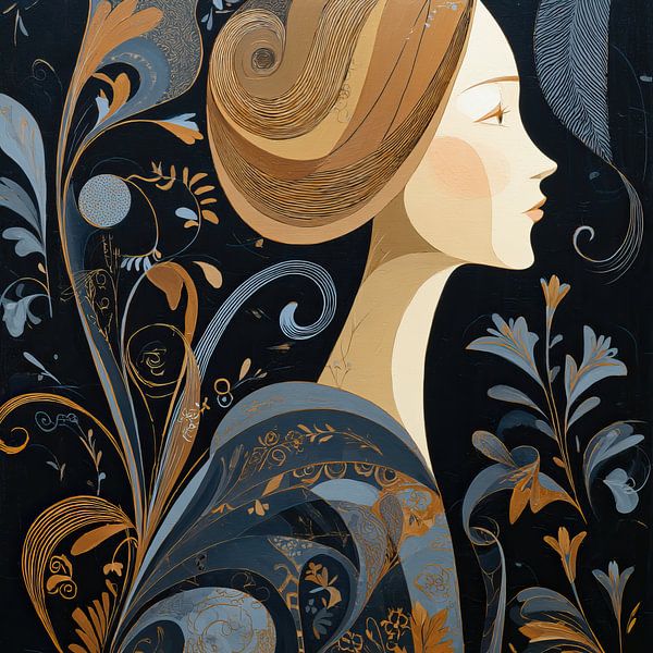 Femme fleurs | Femme abstraite avec fleurs par Caprices d'Art