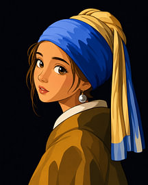Girl with a Pearl Earring – Cartoon by KijkKunst