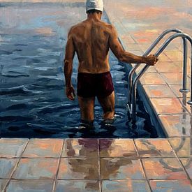 Ruhiger Schwimmer im Sonnenaufgangspool von Jan Keteleer