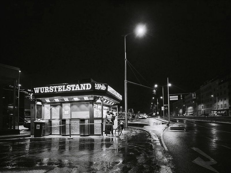 Sausage stand in Vienna by night by TNJ