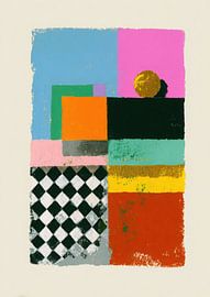 Geometric abstraction with a chequerboard pattern by Niklas Maximilian