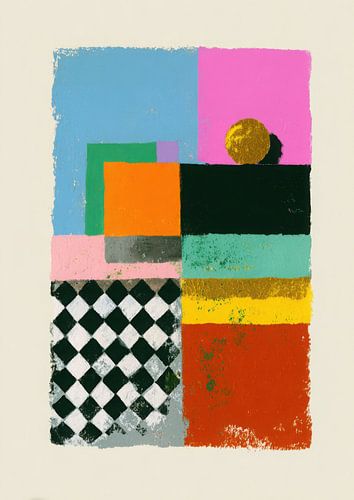 Geometric abstraction with a chequerboard pattern