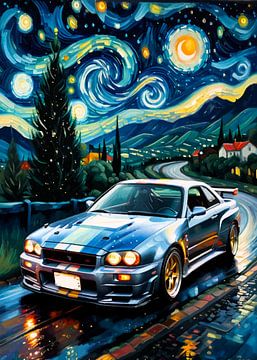 De Nissan GT-R R34 - editie Sterrennacht van MIROKKU