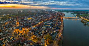 Kampen on the banks of the river IJssel during sunset