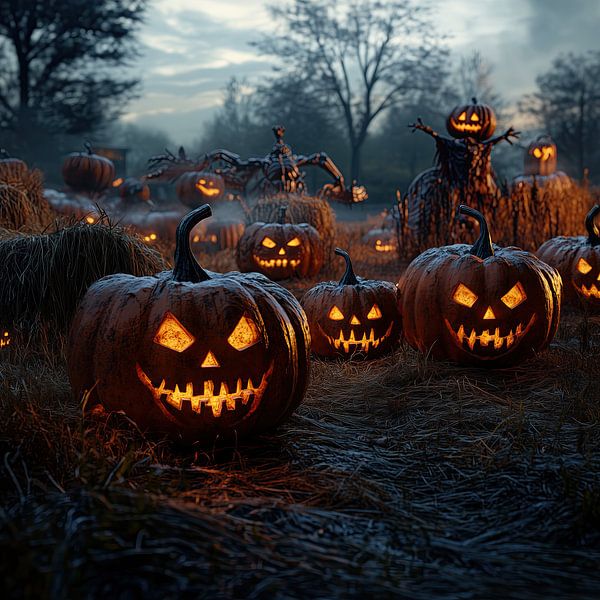 Halloween luminous pumpkins by Mel Digital Art