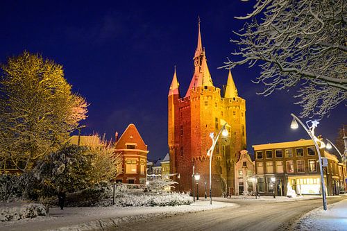 Zwolle Sassenpoort old city gate during a cold winter evening wi by Sjoerd van der Wal Photography