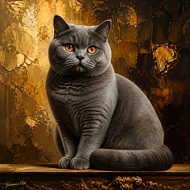 Cat Art Collection - Britse korthaar kat van Johannas Art Creations
