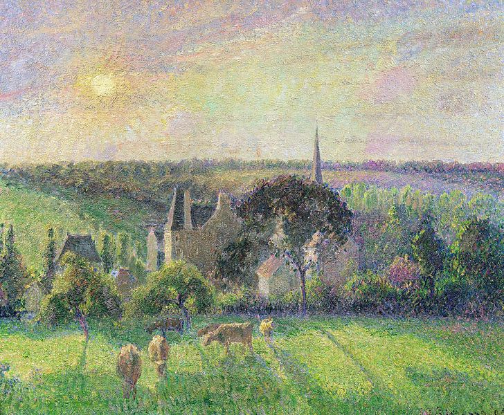 Camille Pissarro,The church and farm of Eragny by finemasterpiece