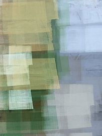Calm and neutral minimalist abstract shapes in yellow, green, blue by Abstract Minimalist Art