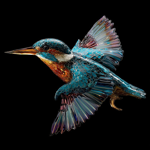 Vliegende ijsvogel van glas