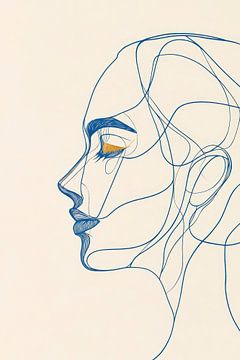 Flowing contours of a face - blue tones by Poster Art Shop