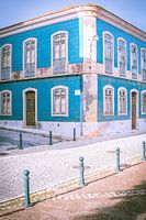 Blauw huis in Silves, Portugal