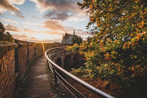 Sunrise above the castle in Leiden