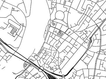 Kaart van Venlo Centrum in Zwart Wit van Map Art Studio