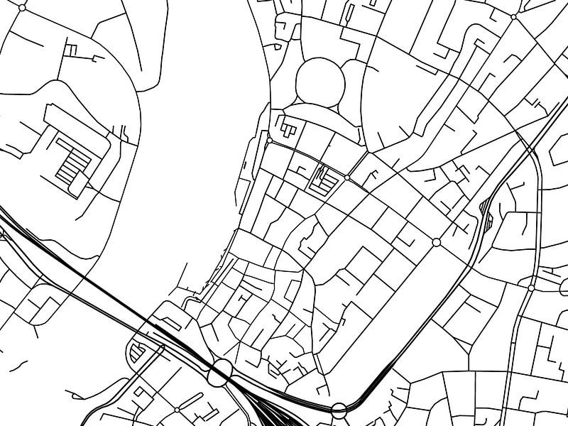 Map of Venlo Centrum in Black and Wite by De Kaartenwinkel