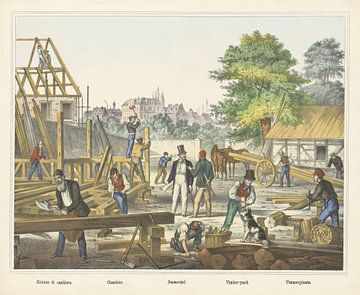 Ricinto di cantiere. / Chantier. / Timmerhof. / Timber-yard. / Timmerplaats van J. Scotti, 1829 - 18