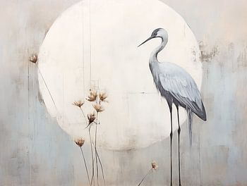 Reiher bei Vollmond
