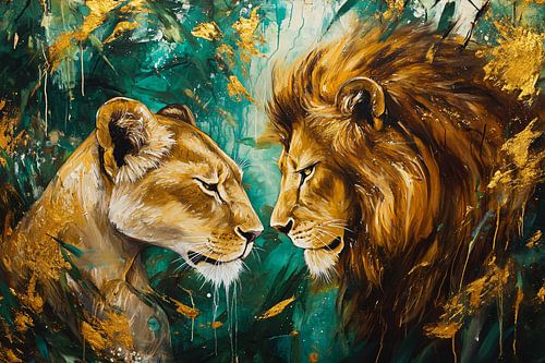 Leeuw en leeuwin in harmonie