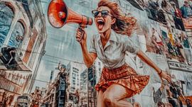 Frau mit Megaphon von Franka Poulain