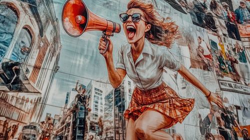 Woman with megaphone