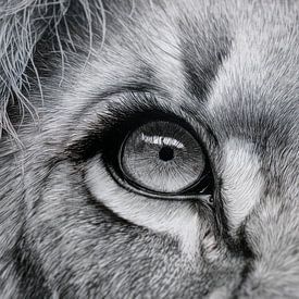 L'œil de lion en monochrome sur Eva Lee