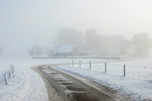 In de Sluier van de Ochtend – Een Verstild Winters Gezicht van Jan Willem Oldenbeuving