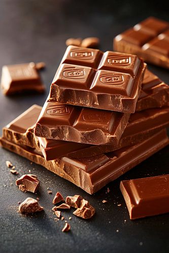 Heerlijke stukjes chocolade op tafel