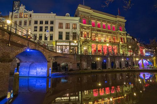 Shop of Sinkel, Broom bridge blue hour Utrecht