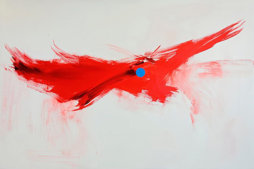 Rote Dynamik mit blauer Akzentfarbe von Poster Art Shop