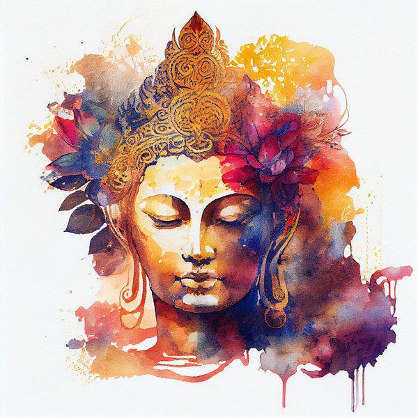 Watercolor Buddha #6 by Chromatic Fusion Studio