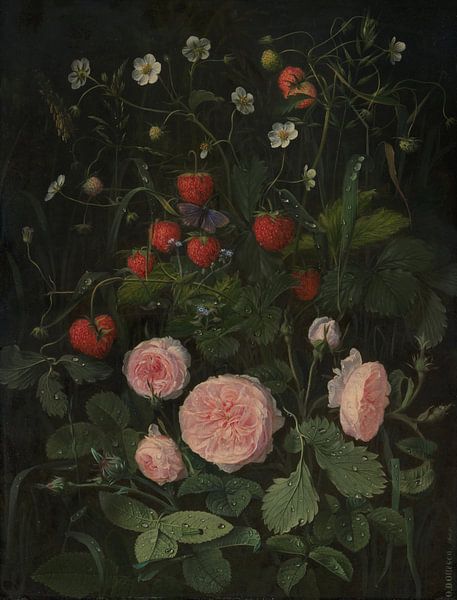 Still Life with Roses and Strawberries, O.D. Ottesen by Masterful Masters