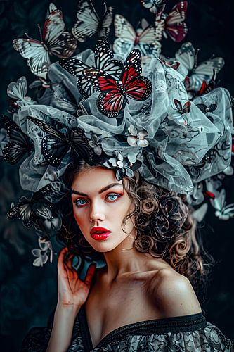 woman with butterflies