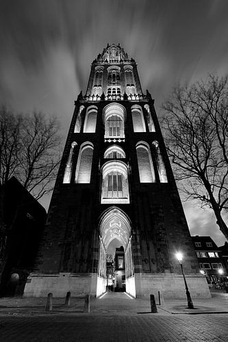 Dom tower in Utrecht seen from Domplein, BLACK-WHITE by Donker Utrecht
