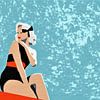 Portrait d'une pin-up dans un style pop-art vintage sur Maud De Vries