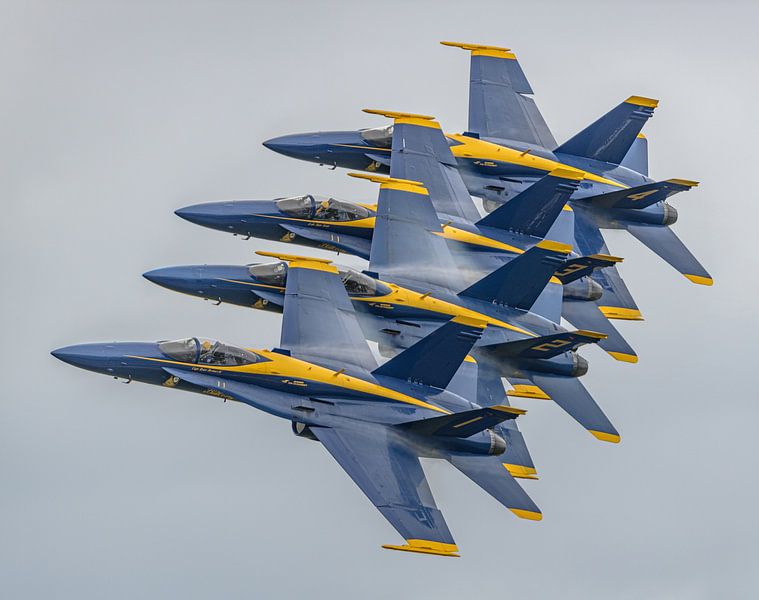 Blue Angels in the Echelon Parade Formation. by Jaap van den Berg