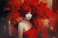 Portret "Lady in red" van Studio Allee thumbnail