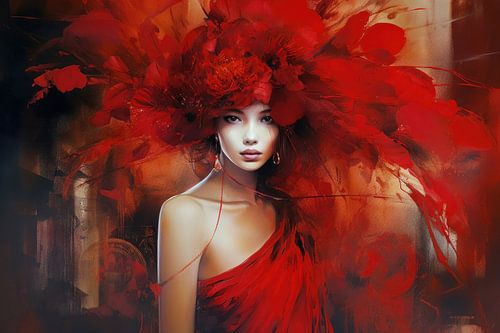 Porträt "Dame in Rot"