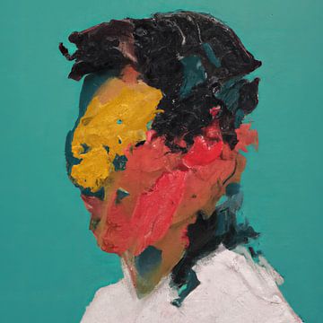 Kleurrijk abstract portret van Carla Van Iersel