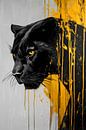 Zwart gevulde panter met kleurspatten van Poster Art Shop thumbnail