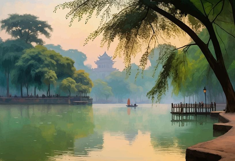 Hoàn Kiếm Lake Landscape by MIROKKU