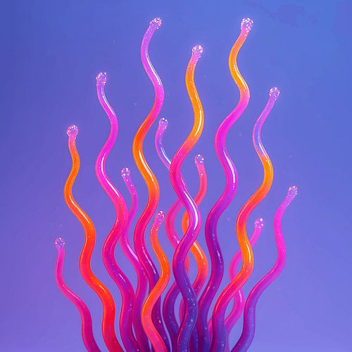 Neon Coral Bloom in Electric Sunset