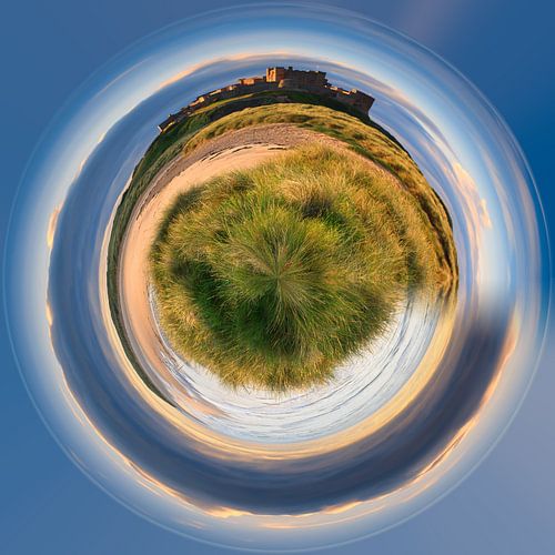 Een Photoshop creatie van het kasteel van Bamburgh